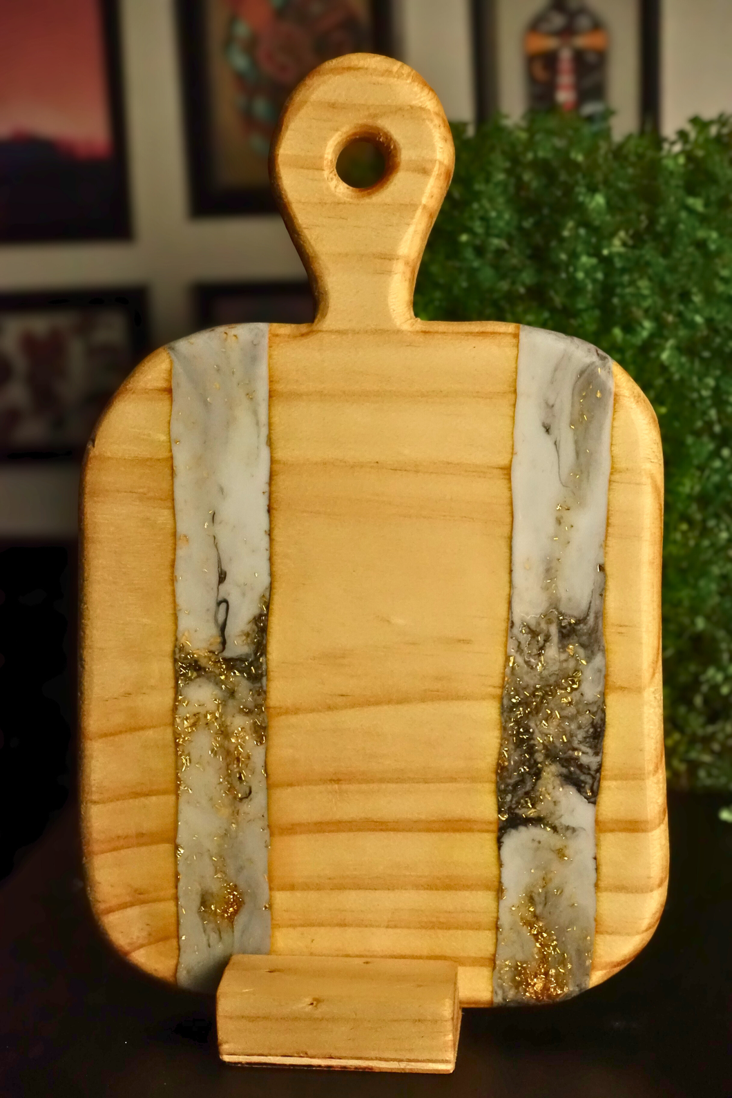 Bandeja con mango: incrustaciones marmol matte